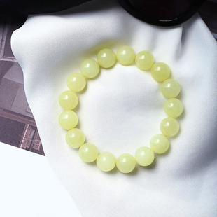 天然和田玉新疆若羌黄口料圆珠款 高端玉石黄玉手链饰品 手链男女款