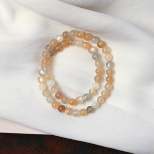 天然水晶月光石彩月光圆珠两圈手链 水晶双圈手串饰品礼物 女款