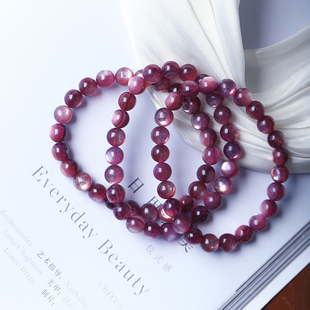 天然紫晶云母圆珠款手链 紫锂云母女款紫色水晶云母手串饰品礼物