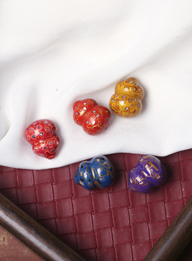 非遗传承技艺手工大漆带螺钿小葫芦吊坠配件 男女款文玩大漆饰品