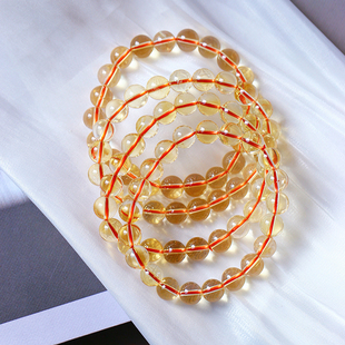 小精品 天然巴西黄水晶全净体款单圈手链 男女款黄水晶手串饰品