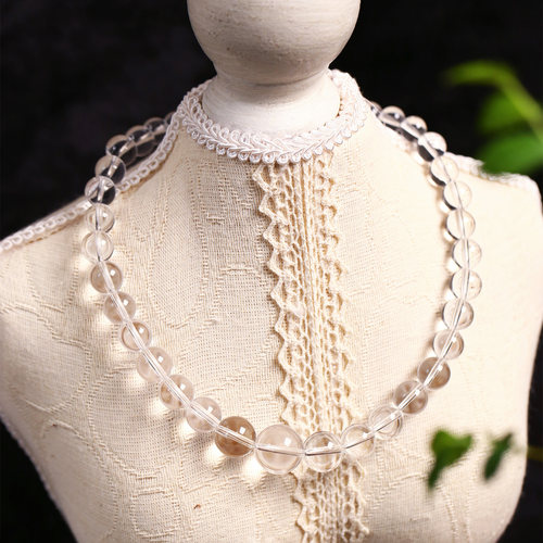 精品 天然5A全净体白水晶圆珠款塔链项链 锁骨链女款白水晶饰品