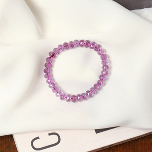 水晶切面钻切手串饰品 女款 天然水晶紫水晶刻面盘珠款 单圈手链