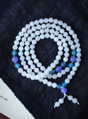 天然新疆料金丝玉佛珠手链女款