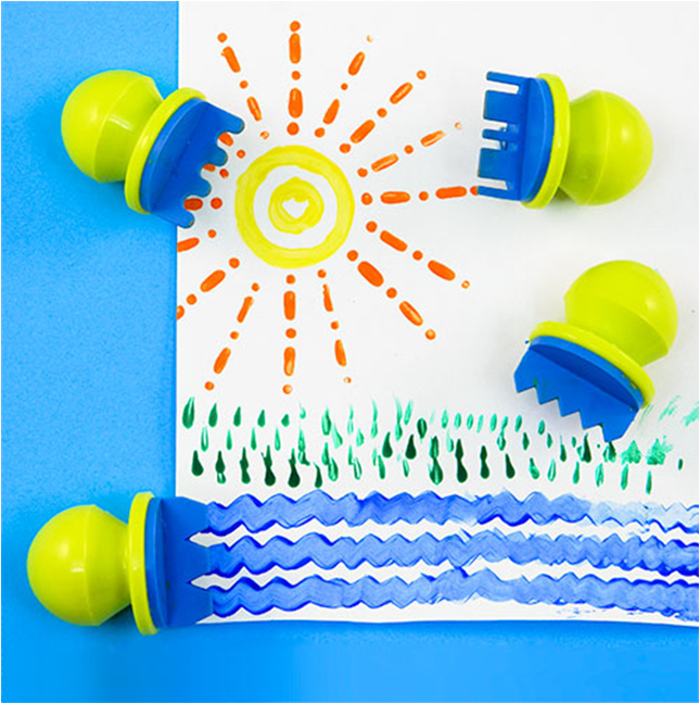 幼儿园美劳材料手工制作宝宝涂鸦创意diyEVA海绵绘画刷 球形笔刷