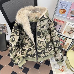 套装 加厚绒保暖劳保棉衣棉裤 冷库工作防寒服 迷彩棉袄男冬季 中长款