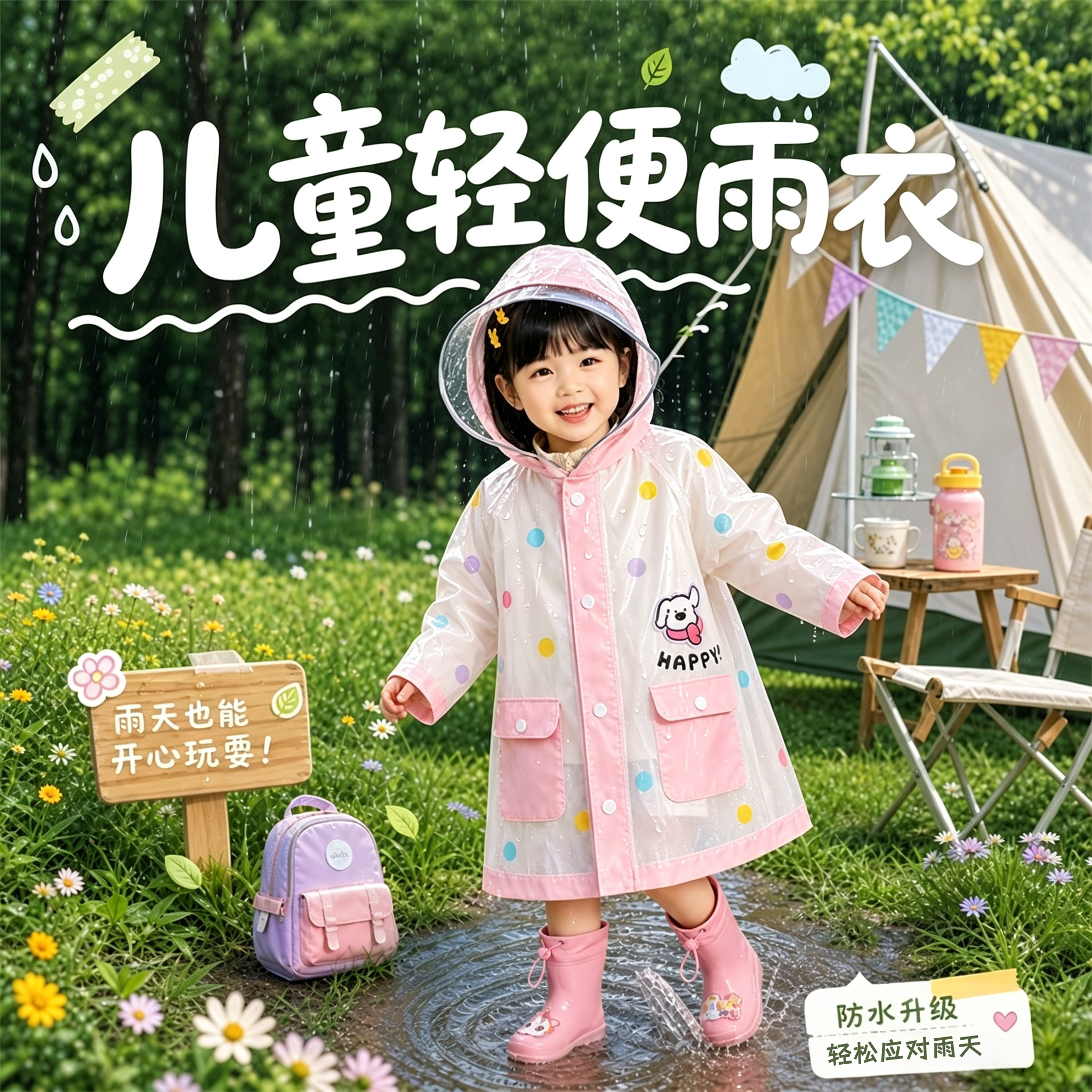 儿童轻便雨衣长款遮腿不会湿鞋子