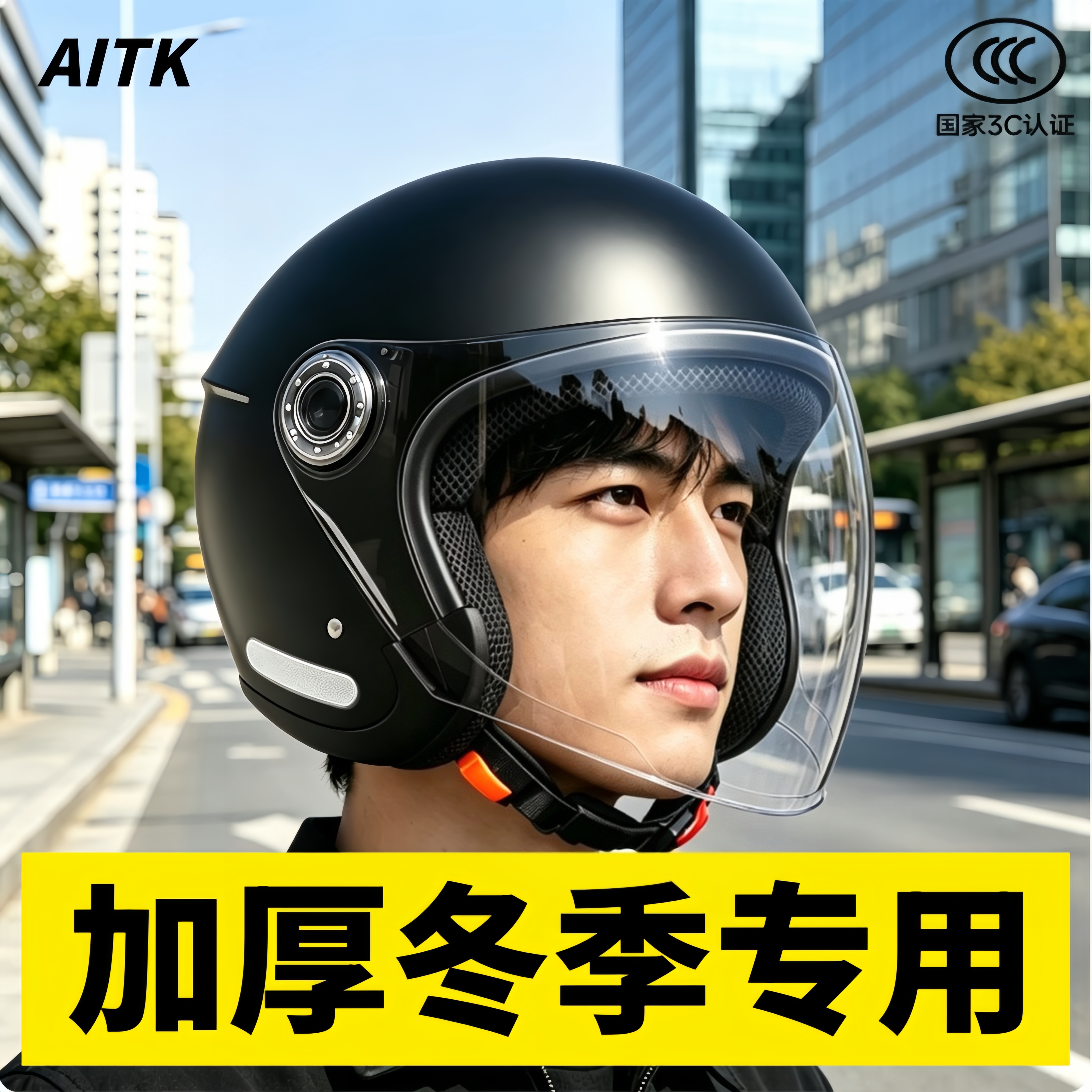 电动车头盔冬加厚男保暖防风神器