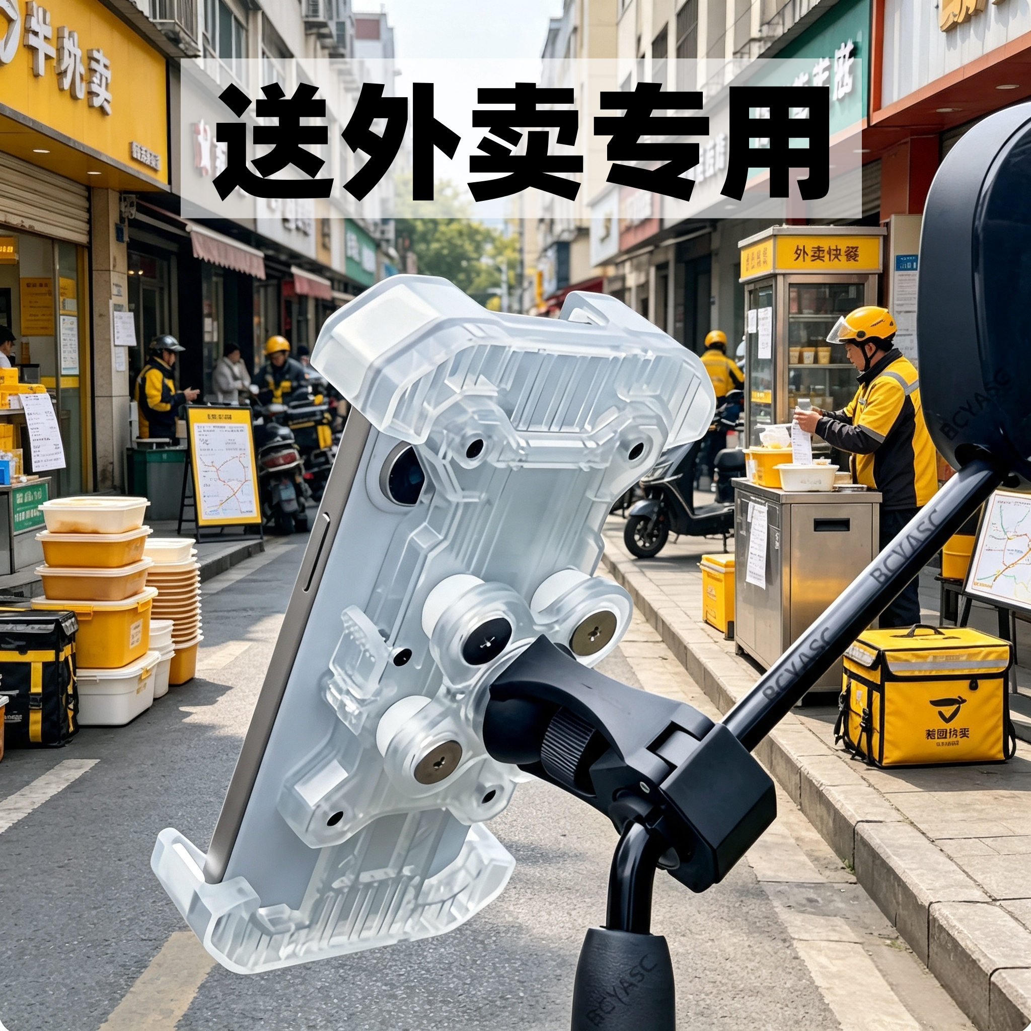 外卖骑手摩托车手机支架导航防震图片