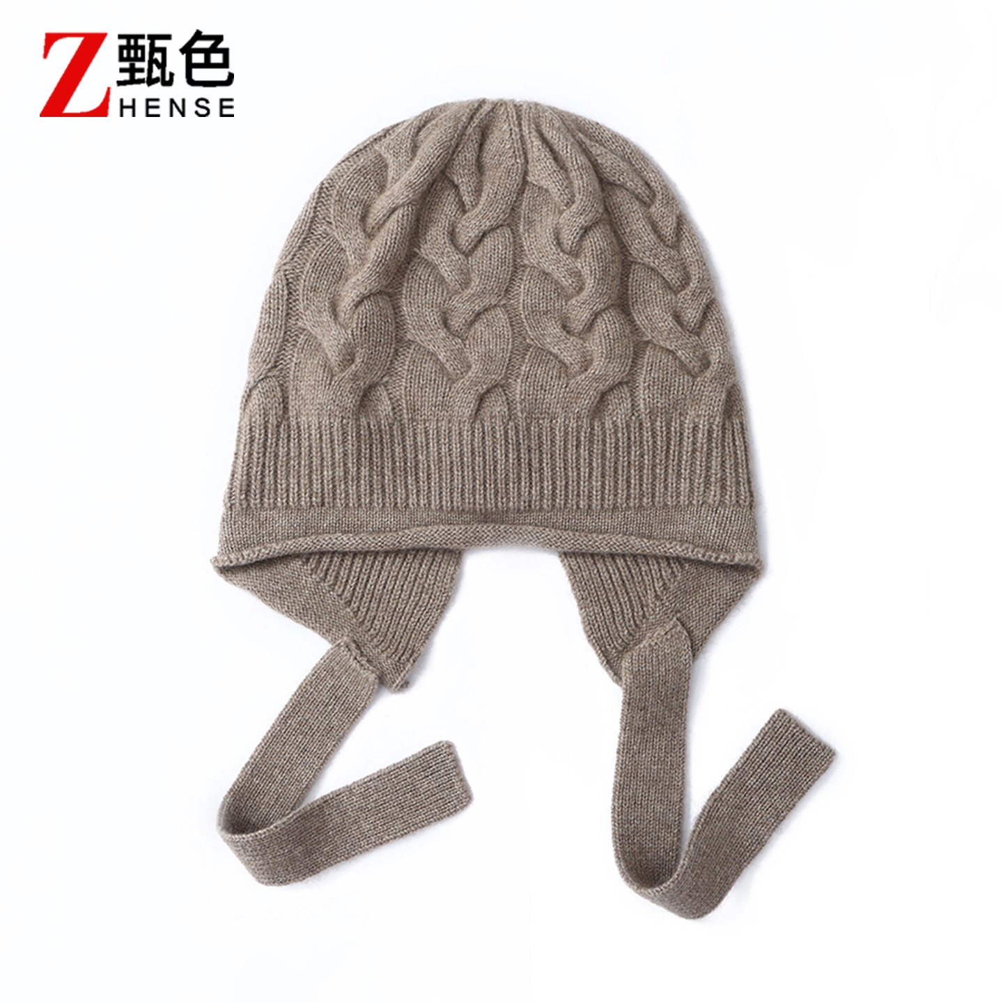 秋冬季新款山羊绒扭花毛线针织帽女加厚保暖护耳帽麻花包头帽子男