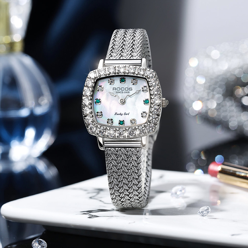 rocos雷克斯新品心动信号轻奢小众简约女士手表镶钻女表r0264