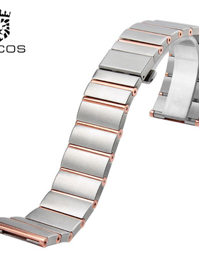 雷克斯ROCOS正品星座手表链钢带配件男女蝴蝶扣表带防水20/16mm