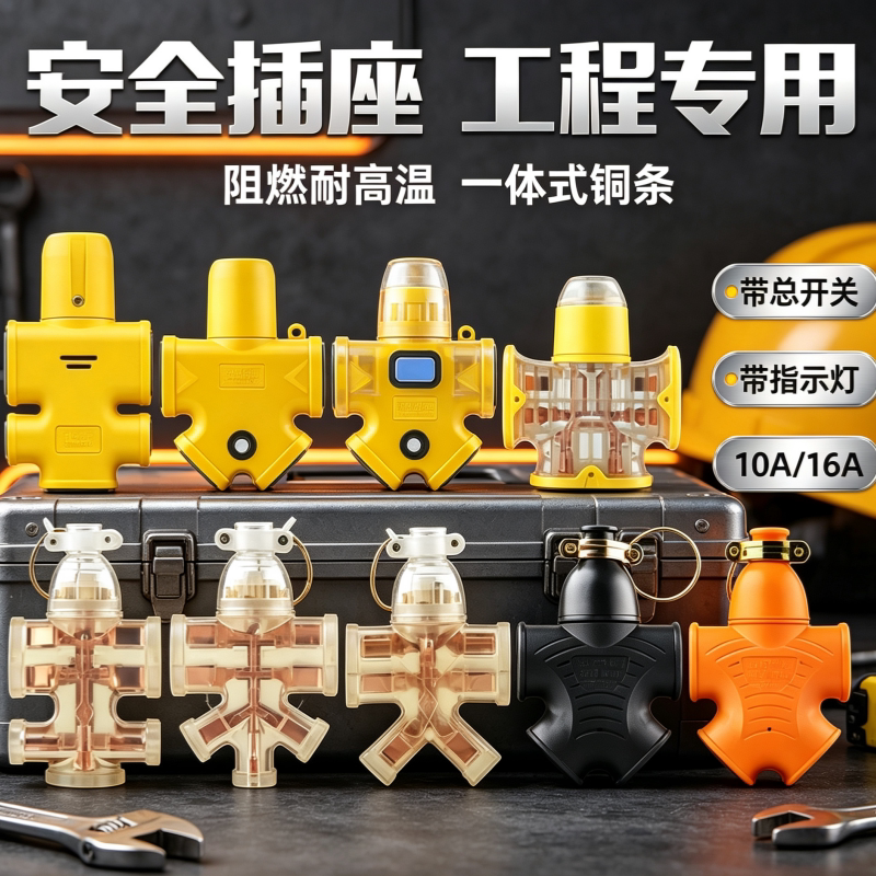 工地防摔耐用地拖插座接线板图片
