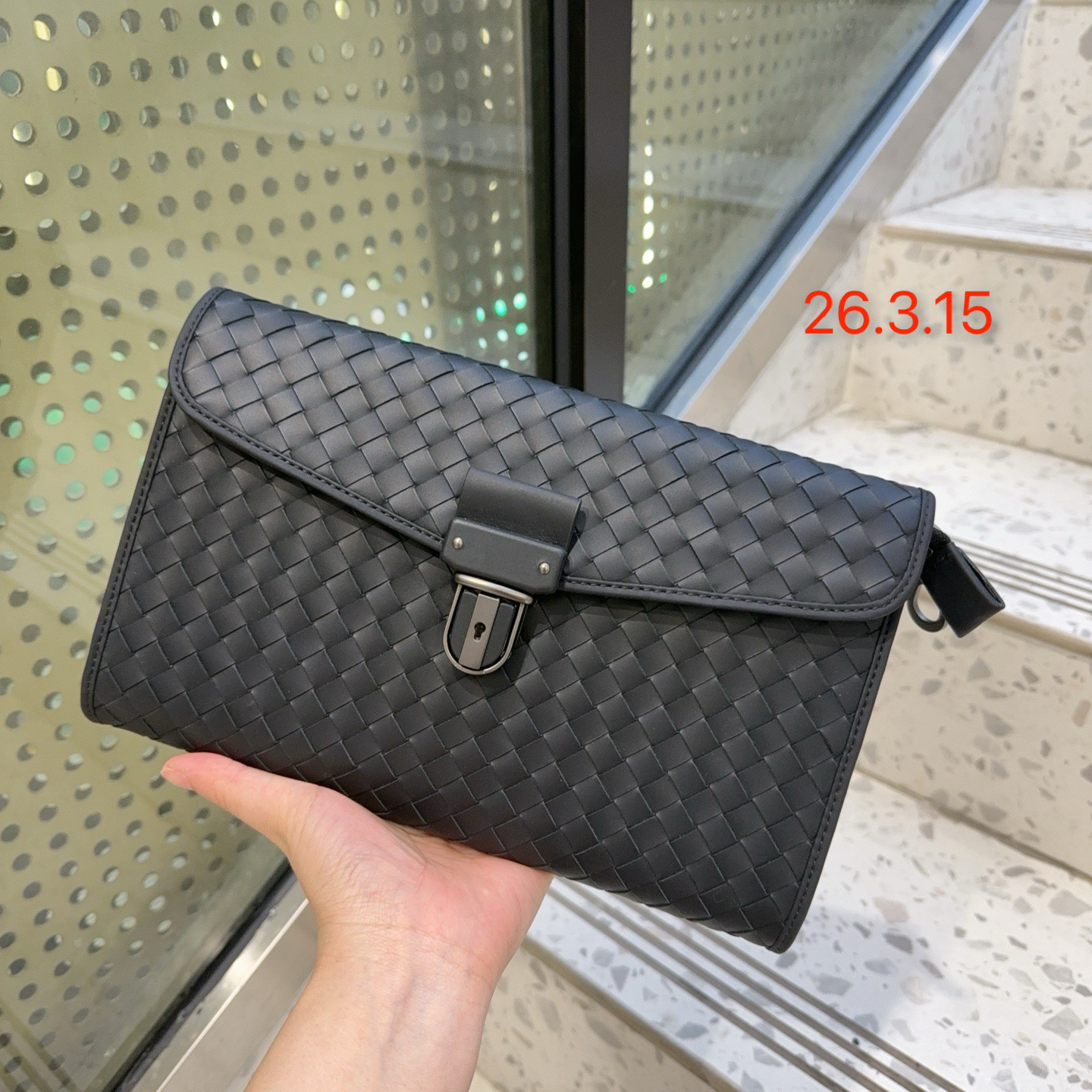 送人新款编织翻盖手拿包男士真皮单肩斜挎包头层牛皮手提包磁吸扣