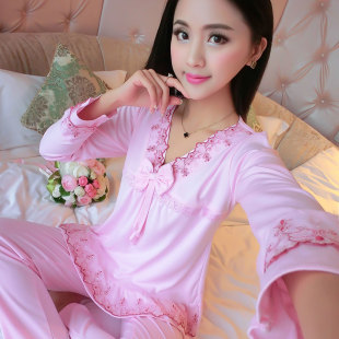 性感两件套装 春秋季 家居服 春天韩版 莫代尔女款 薄款 睡衣女士长袖