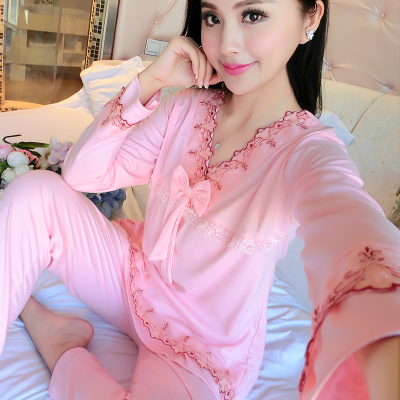 女士全棉秋季韩版性感甜美家居服