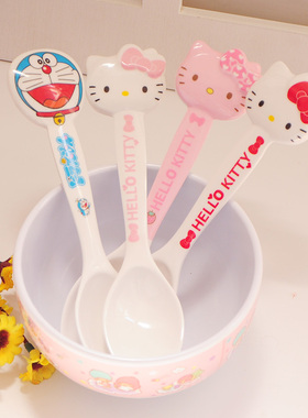 卡通可爱密胺勺子儿童学生长柄汤匙调羹仿瓷美耐皿家用餐具耐摔