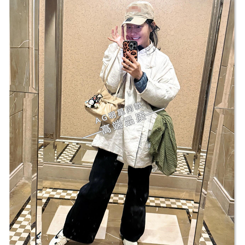 白百何同款米白色新中式斜襟盘扣棉服外套棉衣棉服棉袄秋冬衣服女