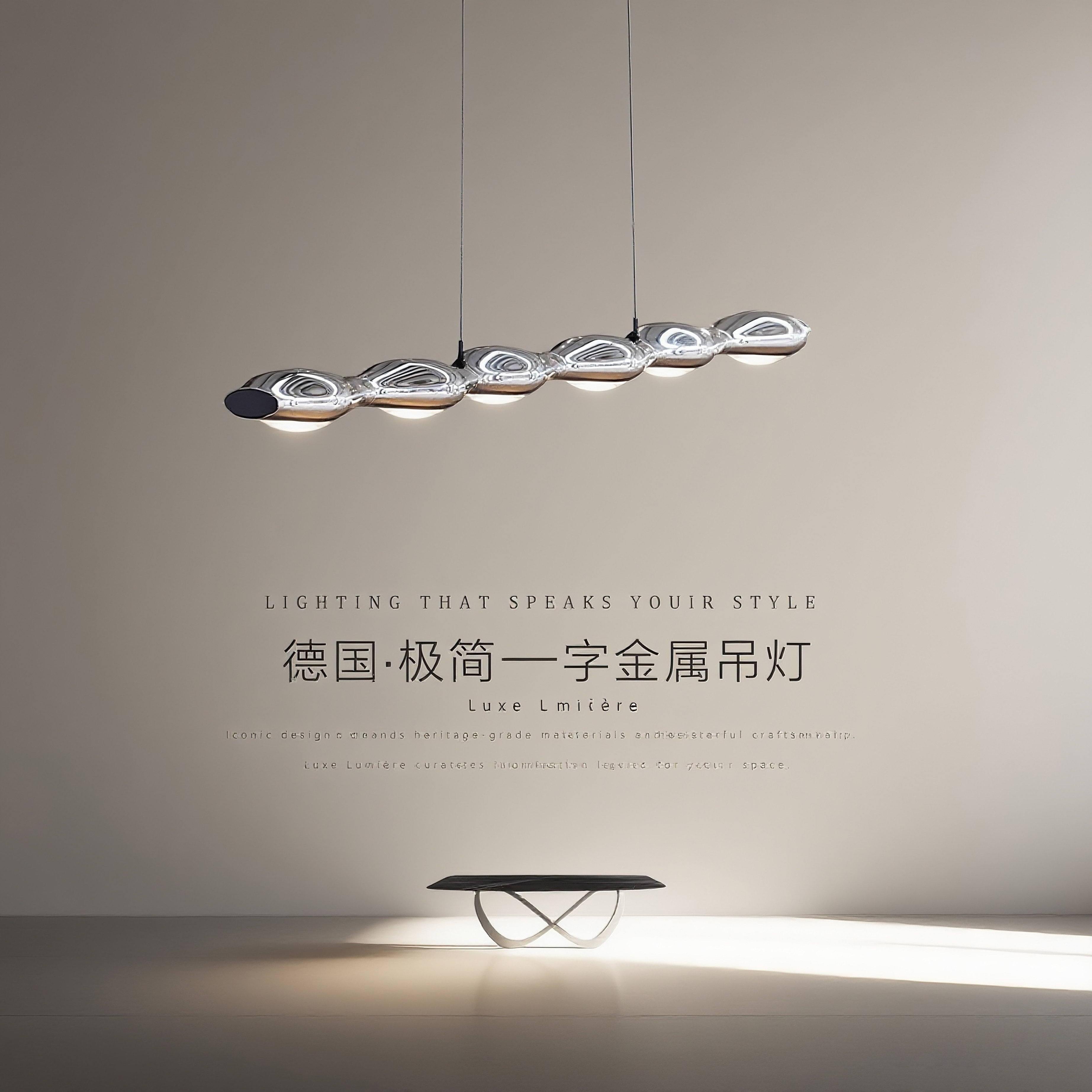 一字长条现代极简设计师餐厅吊灯