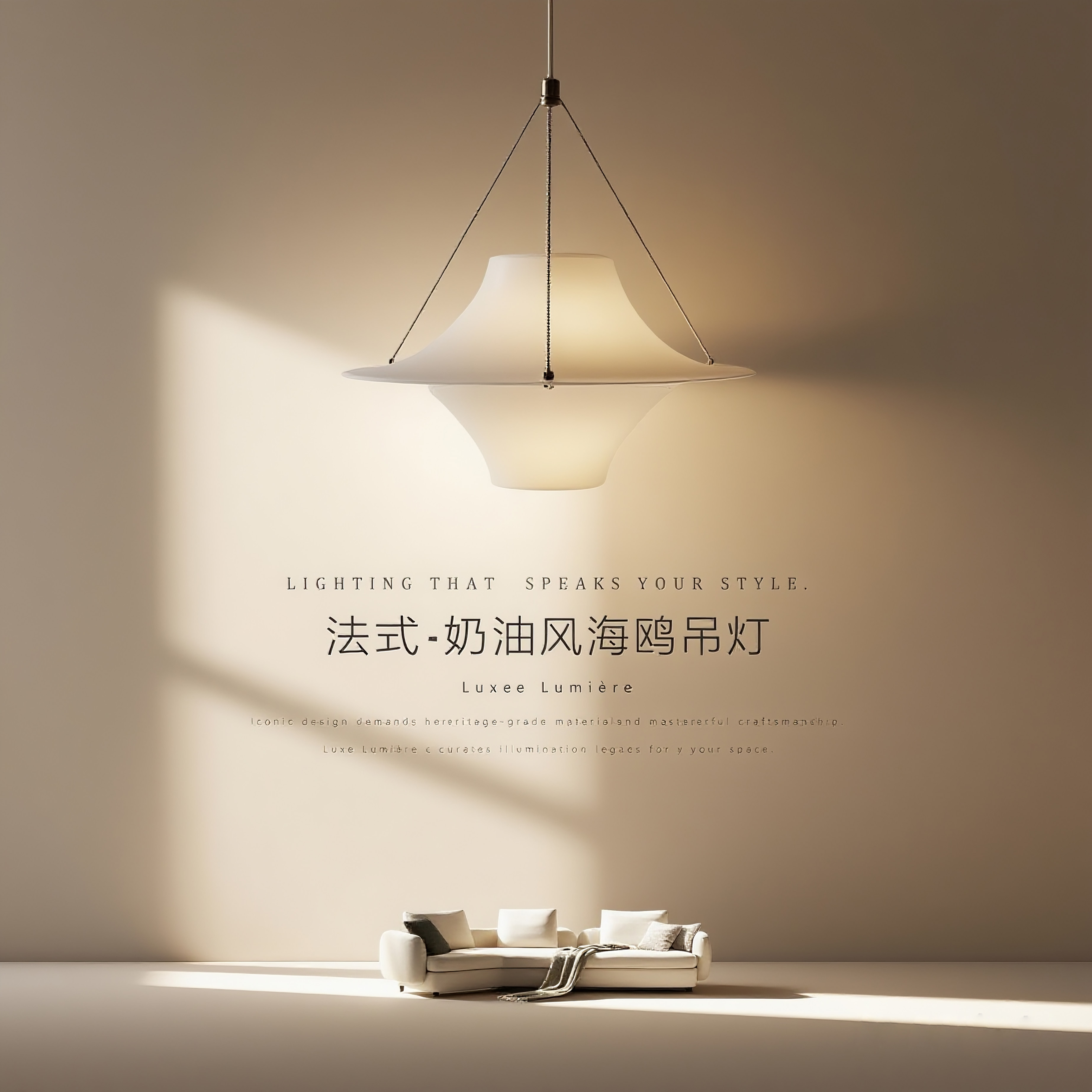 中古法式奶油风飞碟餐厅吊灯