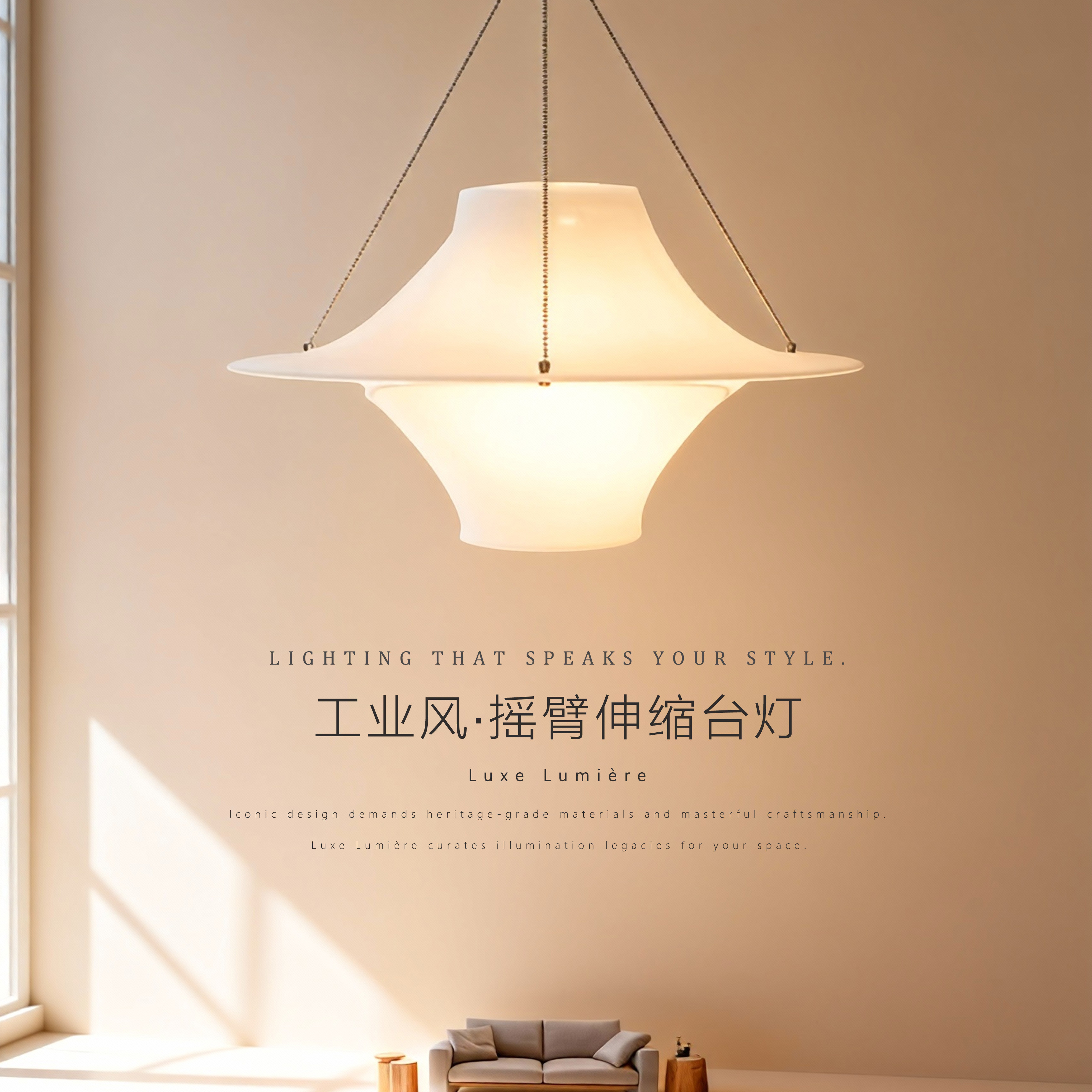 中古法式奶油风飞碟餐厅吊灯