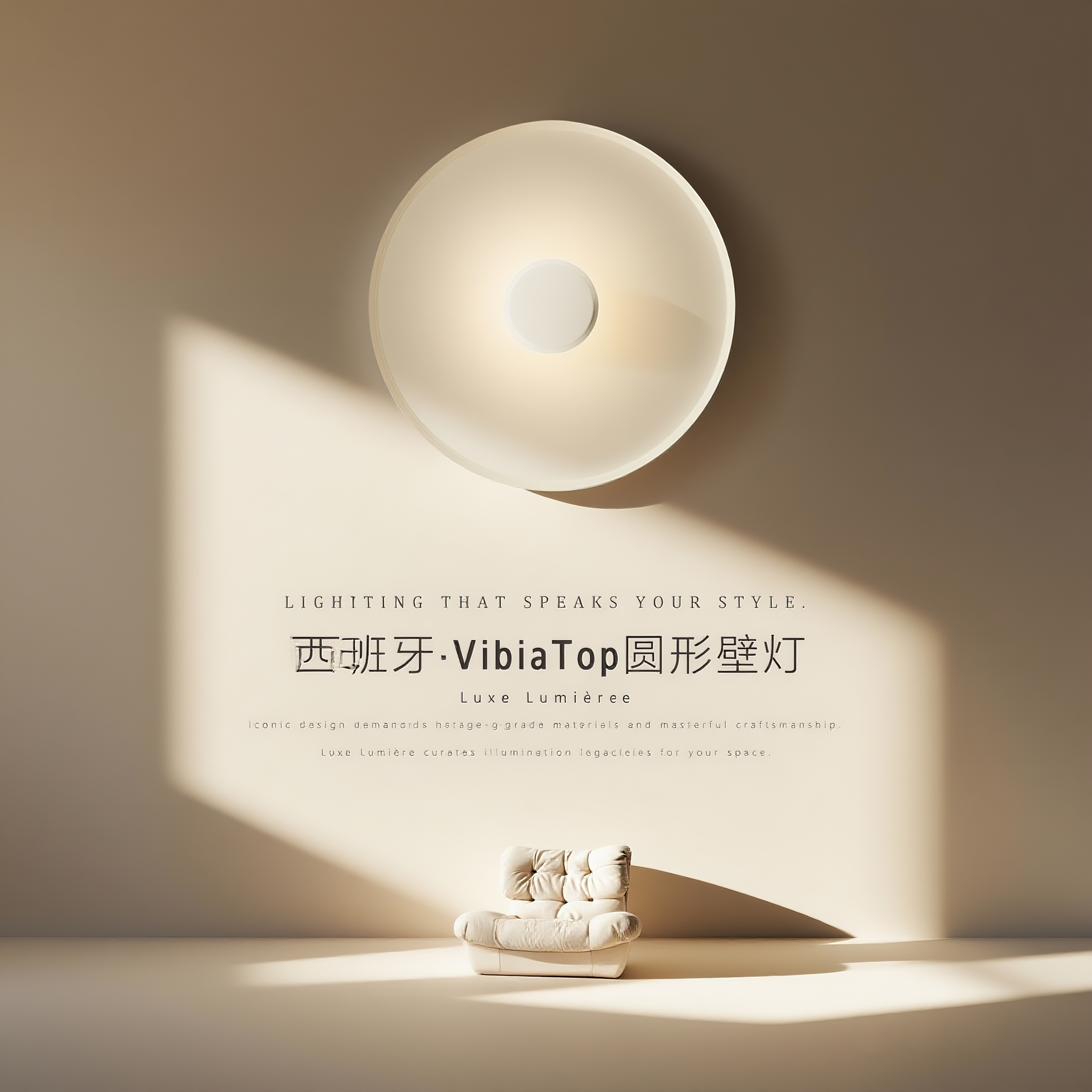 西班牙VibiaTop圆形壁灯设计师客厅卧室书房餐厅奶油风简约装饰灯