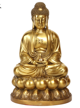 真古意 黄铜释迦摩尼佛像摆件铜大日如来佛祖工艺品摆件