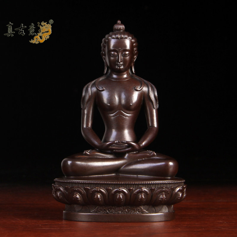 真古意 普贤王如来佛像摆件 黄铜本初佛法身像藏传宁玛派密宗供奉