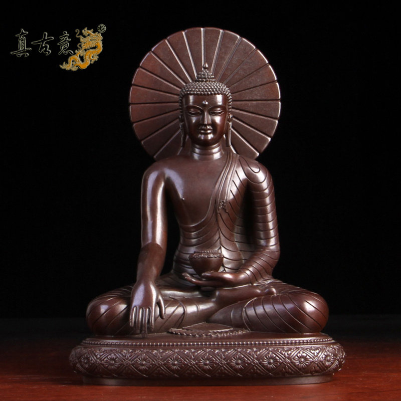 真古意 菩提迦耶菩萨像摆件 黄铜等身佛迦叶释迦佛菩提佛祖居家供
