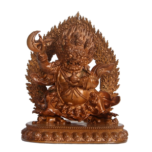 真古意 铜二臂玛哈嘎拉财神佛像紫铜噶举派大黑天护法藏传工艺