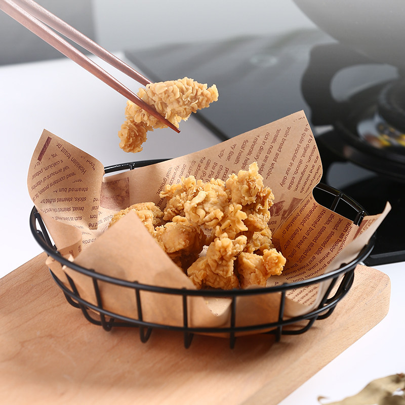 食品吸油纸牛皮色垫纸装烧烤薯条炸鸡油炸小吃垫盘用纸餐厅咖啡店