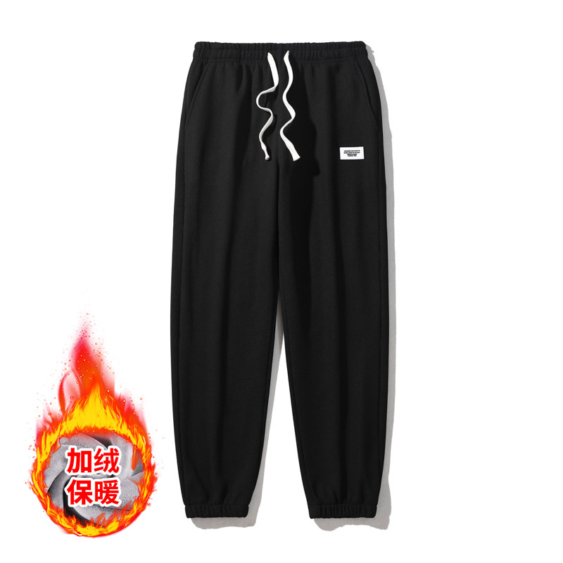 平铺冬季加绒情侣宽松华夫格ins卫裤束脚裤K185加绒P30,男装休闲裤,星座1106-3（原星座1111）