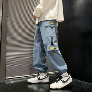 男个性拼料宽松多袋裤学生工装裤K72P35图片