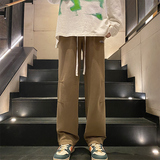 港风简约膝盖抽褶设计做旧水洗空气层休闲男裤XZ1111K306P75，男装休闲裤，星座1107
