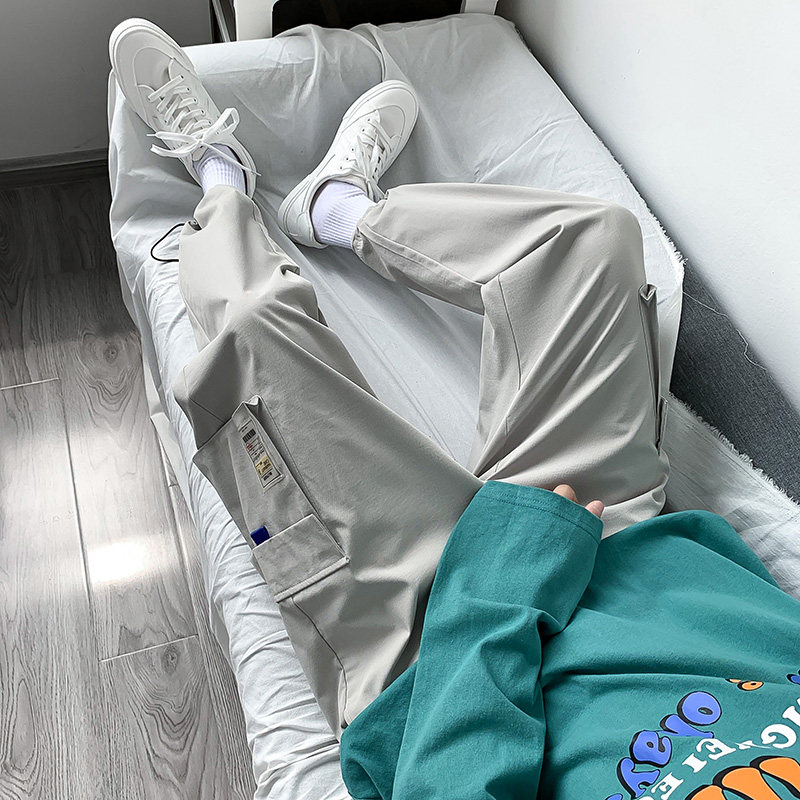 秋季装潮男长裤束脚 直筒工装裤多口袋机能男裤-45图片