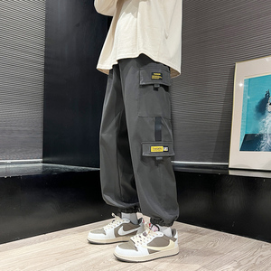 男个性拼料宽松多袋裤学生工装裤K72P35图片