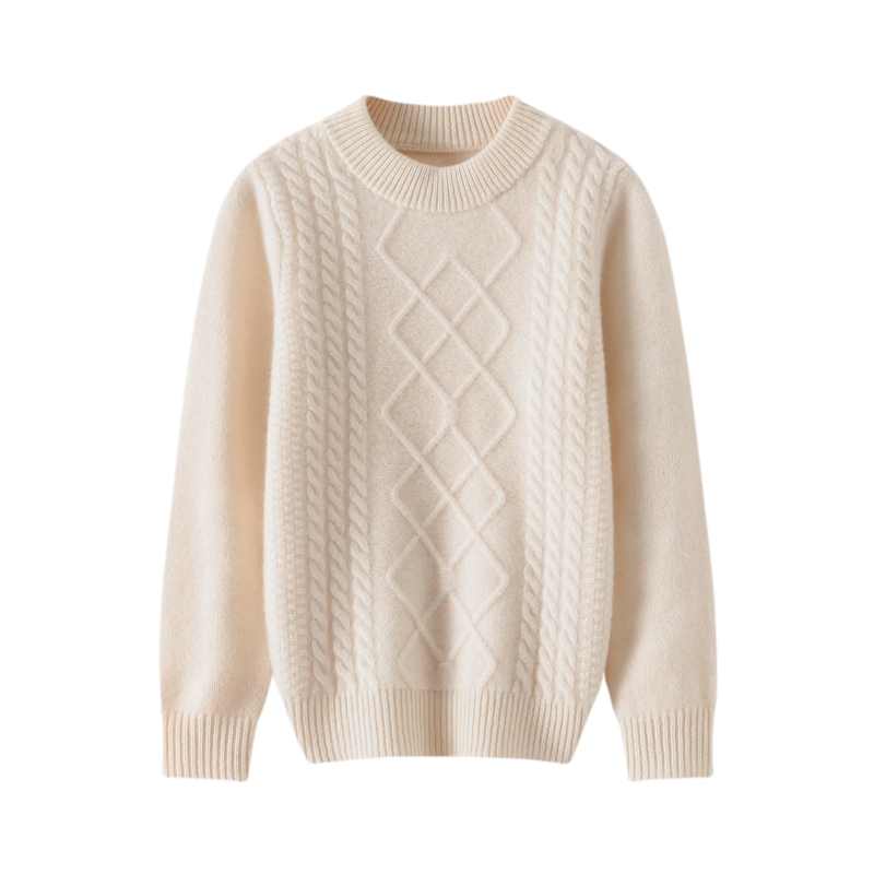 新款儿童羊毛衫秋冬保暖针织菱形绞花毛衣男女童时尚百搭长袖上衣
