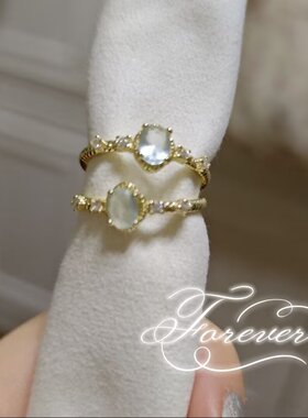 じゅんあい純愛。薄荷冻般清凉蓝绿色戒指湖泊色指环vintage古早