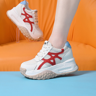 内增高女鞋2026新款夏季网鞋厚底7.5cm小个子阿甘鞋透气运动鞋