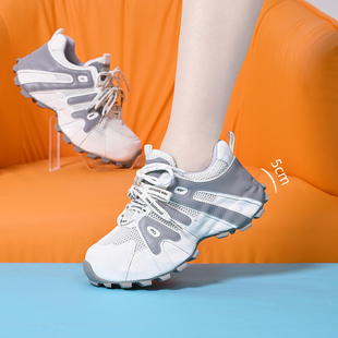 巨好看不累脚的鞋子2026新款女鞋厚底百搭老爹鞋夏网面透气运动鞋