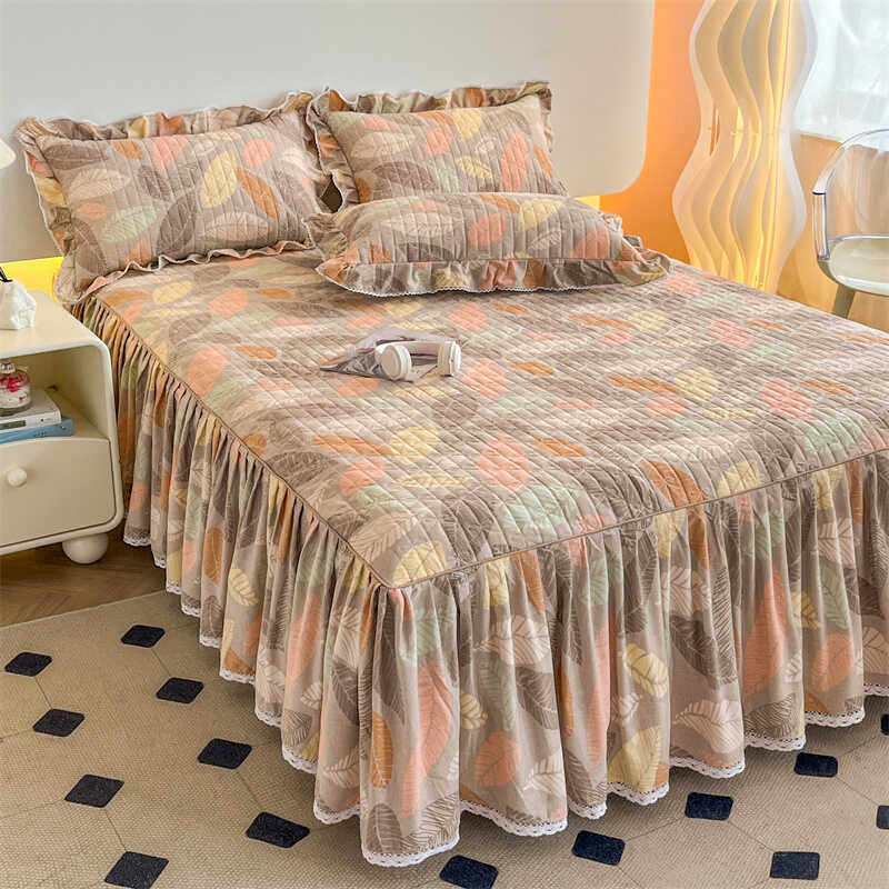 2024新款公主风全棉夹棉床裙单件秋冬季纯棉加厚床罩床单三四件套,床上用品,床裙,淘宝优惠券,粉丝福利购,淘宝优惠卷