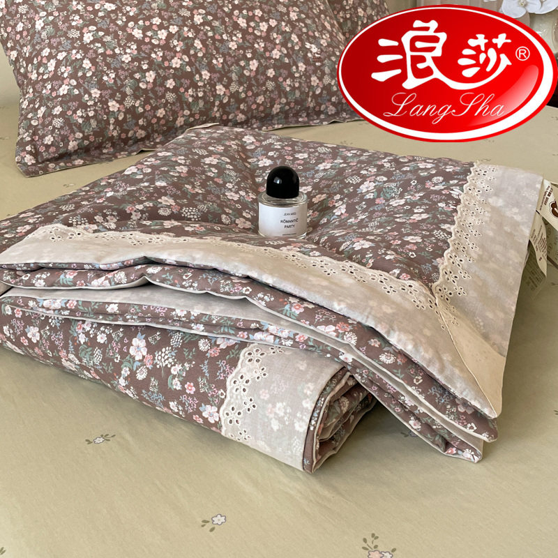 浪莎法式复古全棉夏凉被纯棉空调被四件套可机洗薄被夏季凉感被子