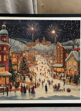 圣诞广场拼图框500片45*45实木1000片方形相框65*65拼图框35*35