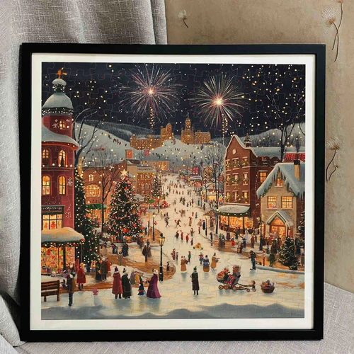 圣诞广场拼图框500片45*45实木1000片方形相框65*65拼图框35*35