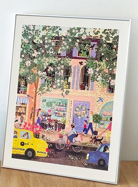 Galison春日街道拼图框城市之光铝合金长方形1000片50.8*68.6裱框