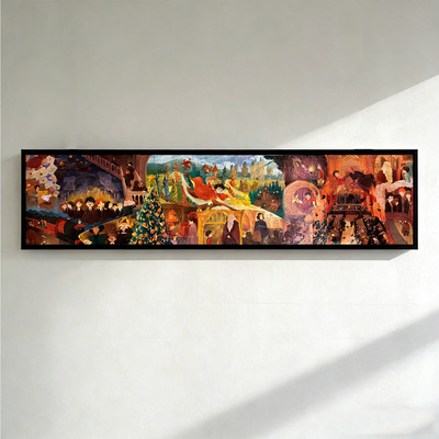 哈利玻璃与魔法石拼图框136.5x32连拼实木相框挂墙45.5*32定制