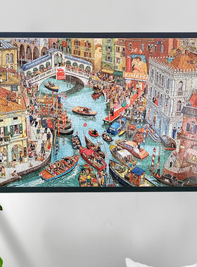 拥挤的运河2000片拼图框拼图裱框9769金属相框裱框框实木相框