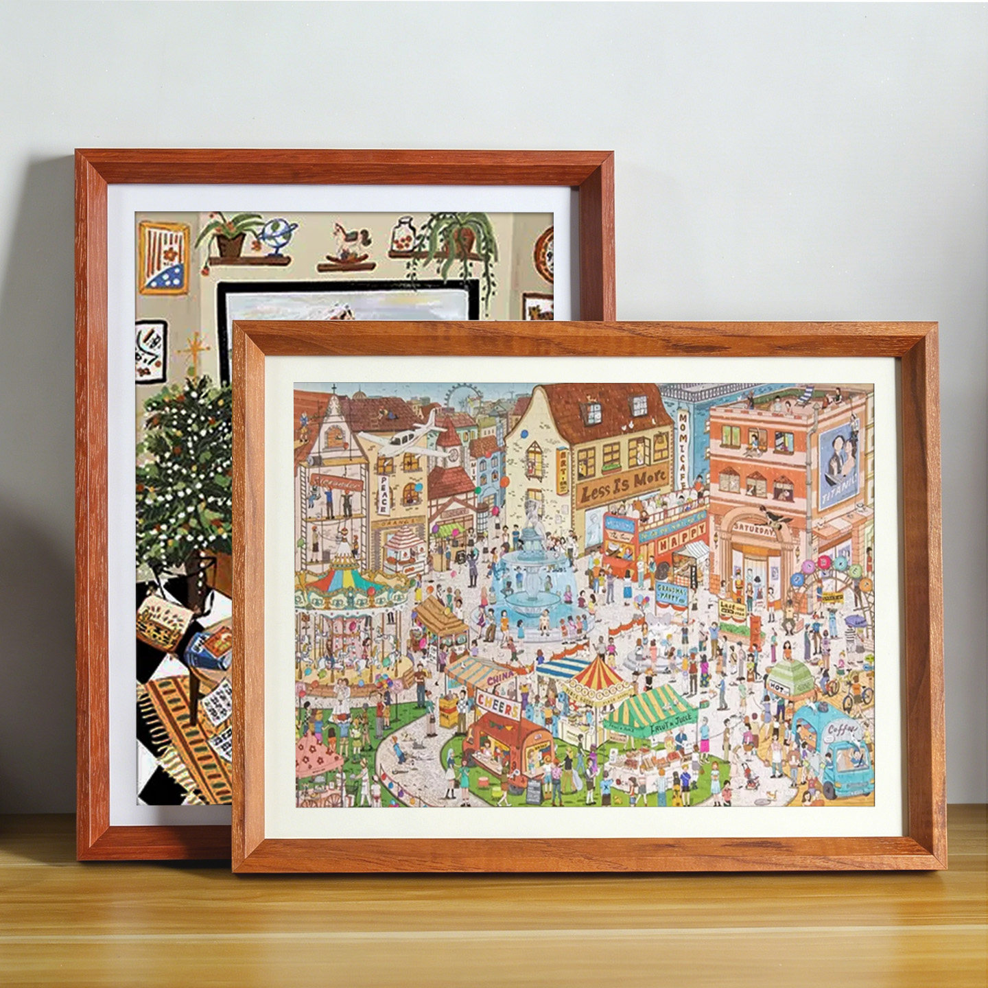 拼图相框1000片70X50X75相框架一千500片2000片实木画框拼图裱框图片