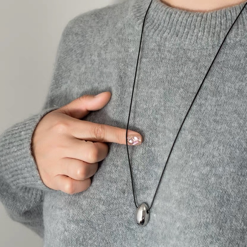 保色毛衣链极简金银色项链