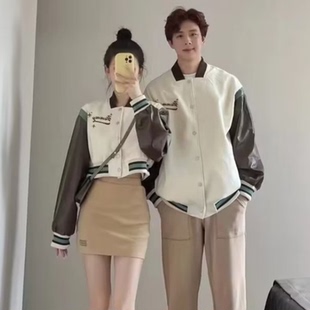 慵懒风开衫 女薄款 外套 休闲夹克衫 潮流棒球服加内里休闲宽松情侣装